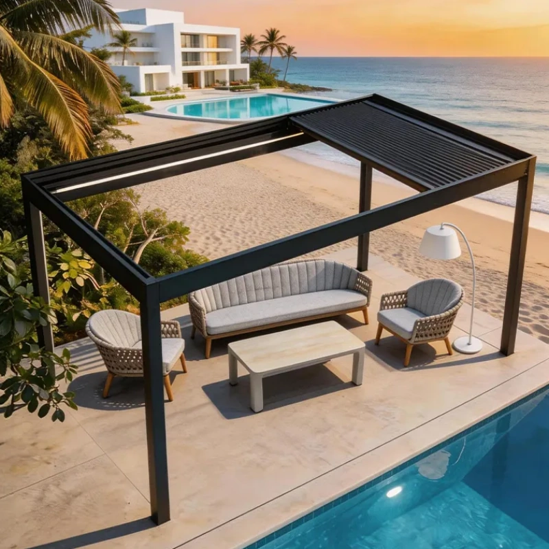 New Popular Outdoor Garden Sofa Aluminum Furniture with Wicker Modern Curved Sofa