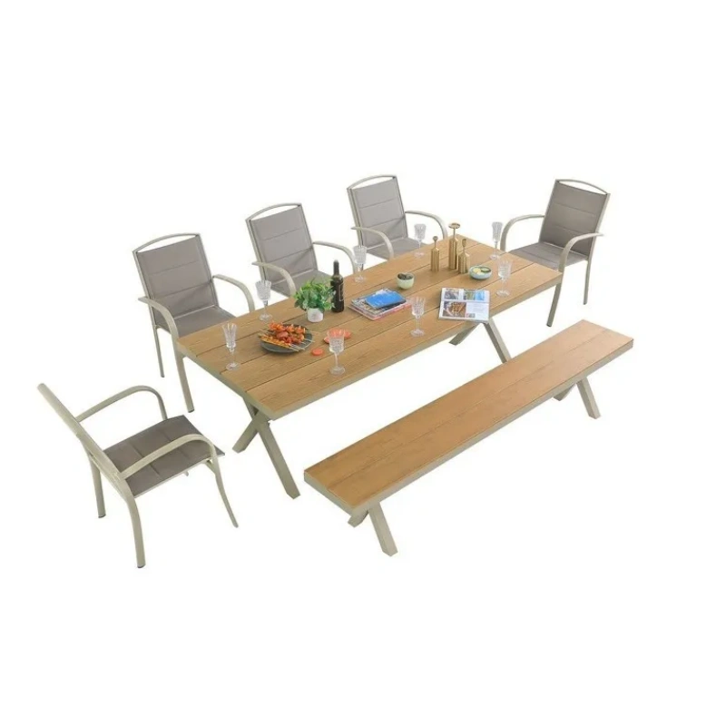 Cheap Aluminum Outdoor Round Patio Dining Table Set for 8 Garden Furniture