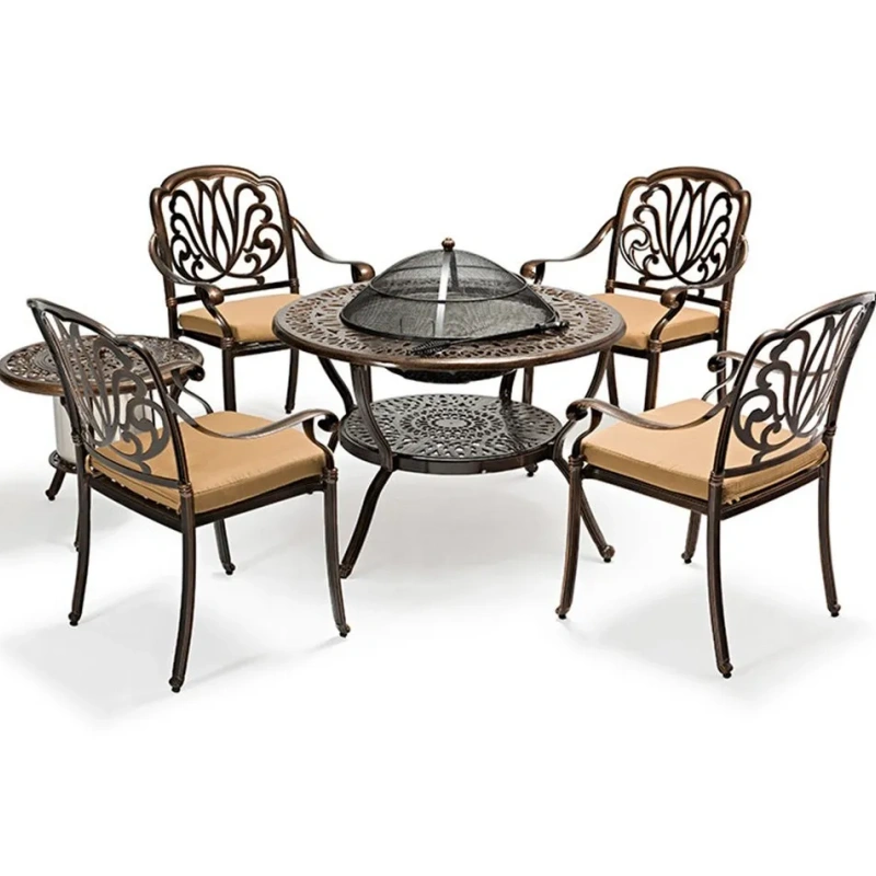 Rattan Outdoor Wicker Dining Table and Chairs Modern Garden Villa Patio Furniture