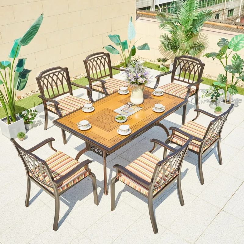 China Modern Extendable Outdoor Table and Chairs Manufacturer Outdoor Dining Sets for 6 Garden Furniture