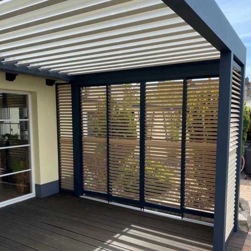 Factory Wholesale Price LED Aluminium Bioclimatic Pergola with Adjustable Louvers Outdoor Gazebo