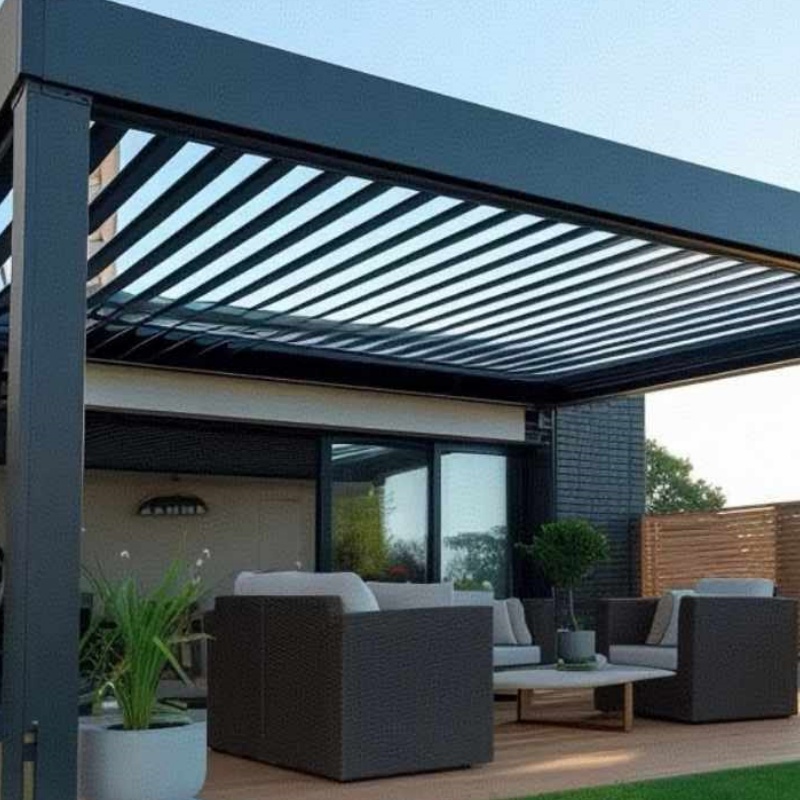 Factory Wholesale Price LED Aluminium Bioclimatic Pergola with Adjustable Louvers Outdoor Gazebo