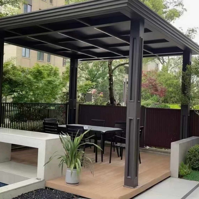 Outdoor Motorized Manual Metal Waterproof Aluminium Canopy Gazebo Awning Carport Louvered Roof Aluminum Pergola with Windproof Screen
