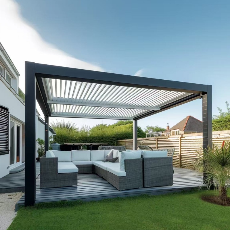 DIY Waterproof Patio Sunshade Pavilion Electric Biolimatic Pool Garden Furniture Gazebo Outdoor 3X3 3X4 3X6 4X4 4X8 Aluminum Louvered Pergola