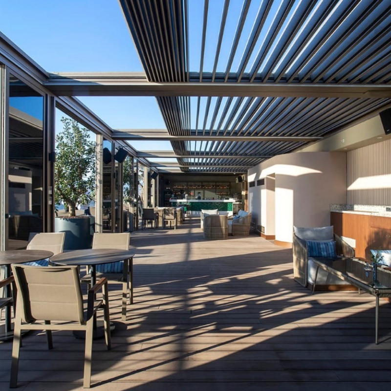 Factory Wholesale Price LED Aluminium Bioclimatic Pergola with Adjustable Louvers Outdoor Gazebo