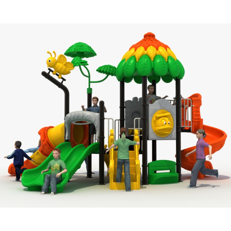 Professional Kid Outdoor Playground with Double Tube Slide and Climber