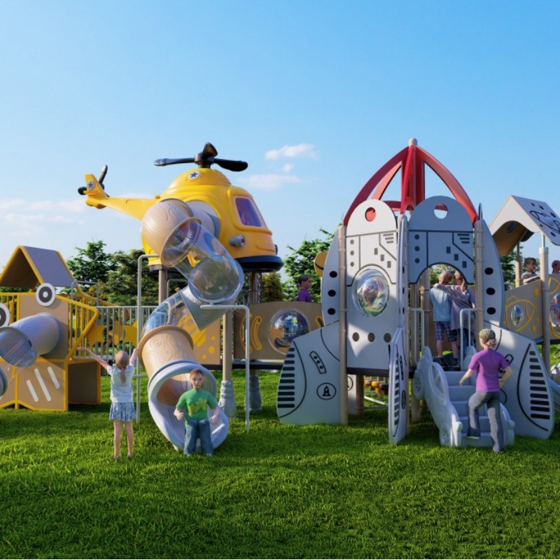 Vibrant Yellow Helicopter Slide Set for Kids' Outdoor Fun
